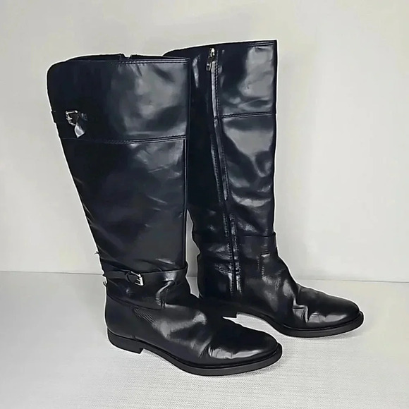 Enzo Angiolini Black Leather Riding Boots Size 8.5 - Picture 3 of 17